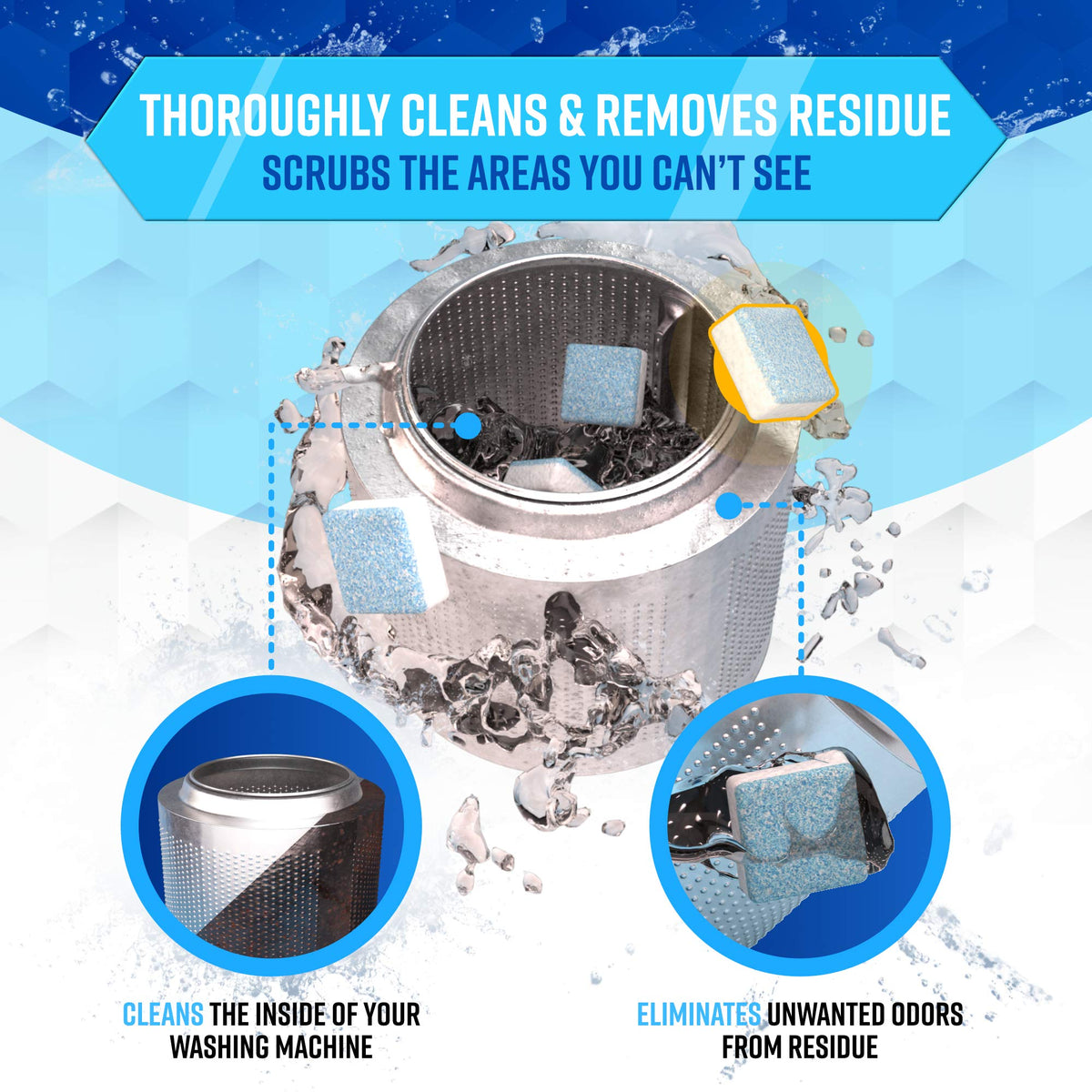 ACTIVE Washing Machine And Dishwasher Cleaning Tablets Bundle - Includes 12 Month Supply Dishwasher Cleaner Deodorizer & Washing Machine Descaler Deep