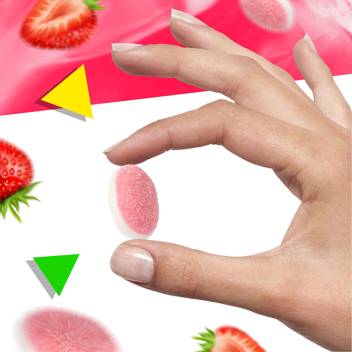 Strawberry Gummy Candy | 1 Pound Bag | Puffy Strawberry Gummies | Pink Candies for Baby Shower, Gender Reveal, and Girls' Parties | Fluffy Pink Drops