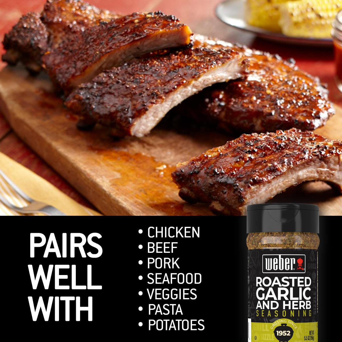 Weber Roasted Garlic & Herb Seasoning, 5.5 oz