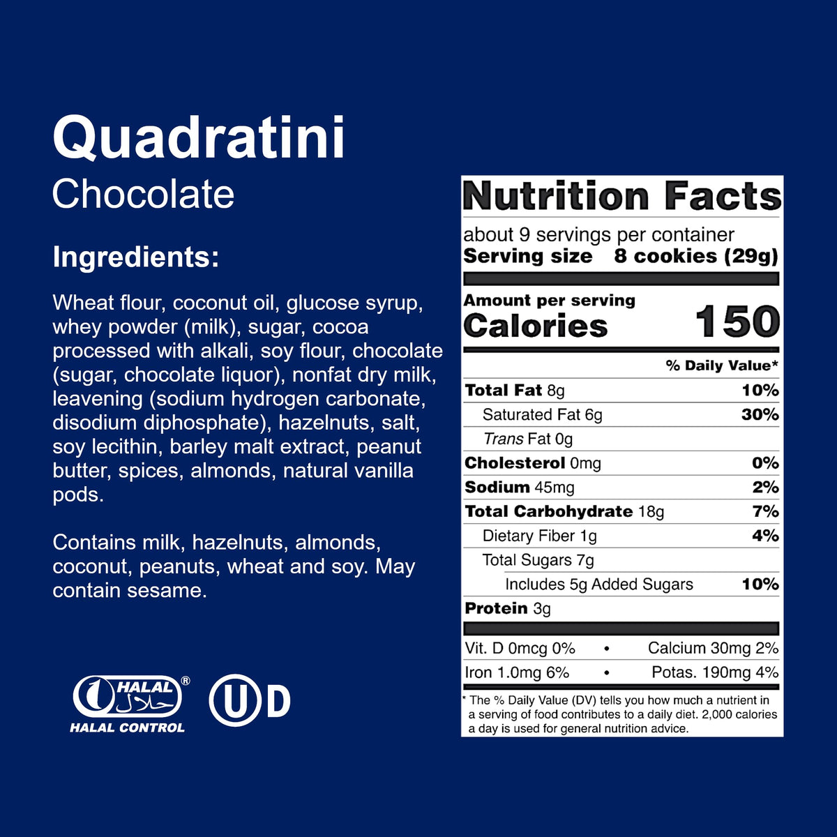 Loacker Quadratini, Chocolate Wafer Cookie, 8.82 Ounce Pack