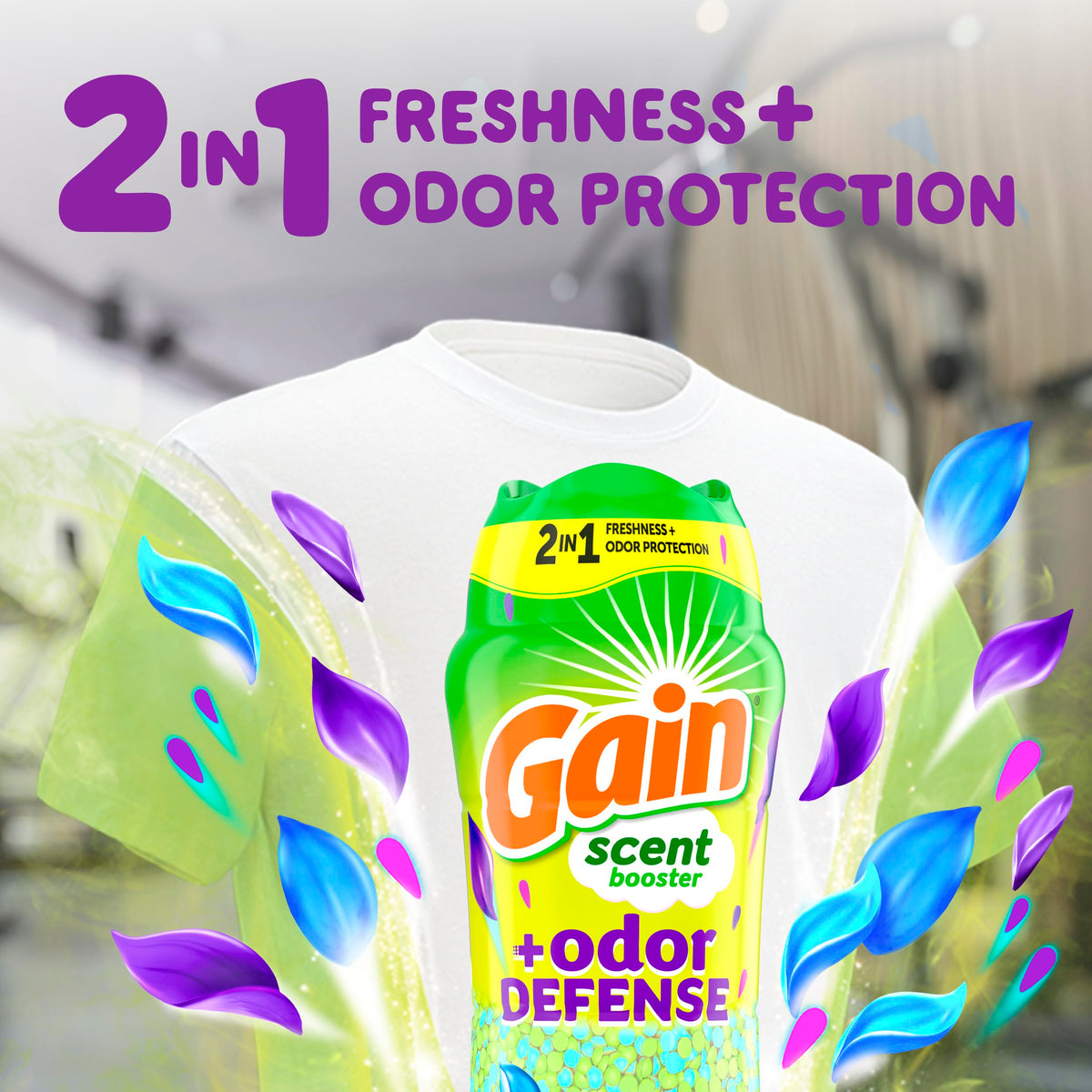 Gain Odor Defense In-wash Scent Booster, Super Fresh Blast scent, 21.1 OZ, 2 in 1 Freshness plus Odor Protection, laundry scent beads