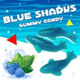 Blue Sharks Gummy Candy | 2 Pound Pack | Blue Raspberry and Marshmallow Flavor