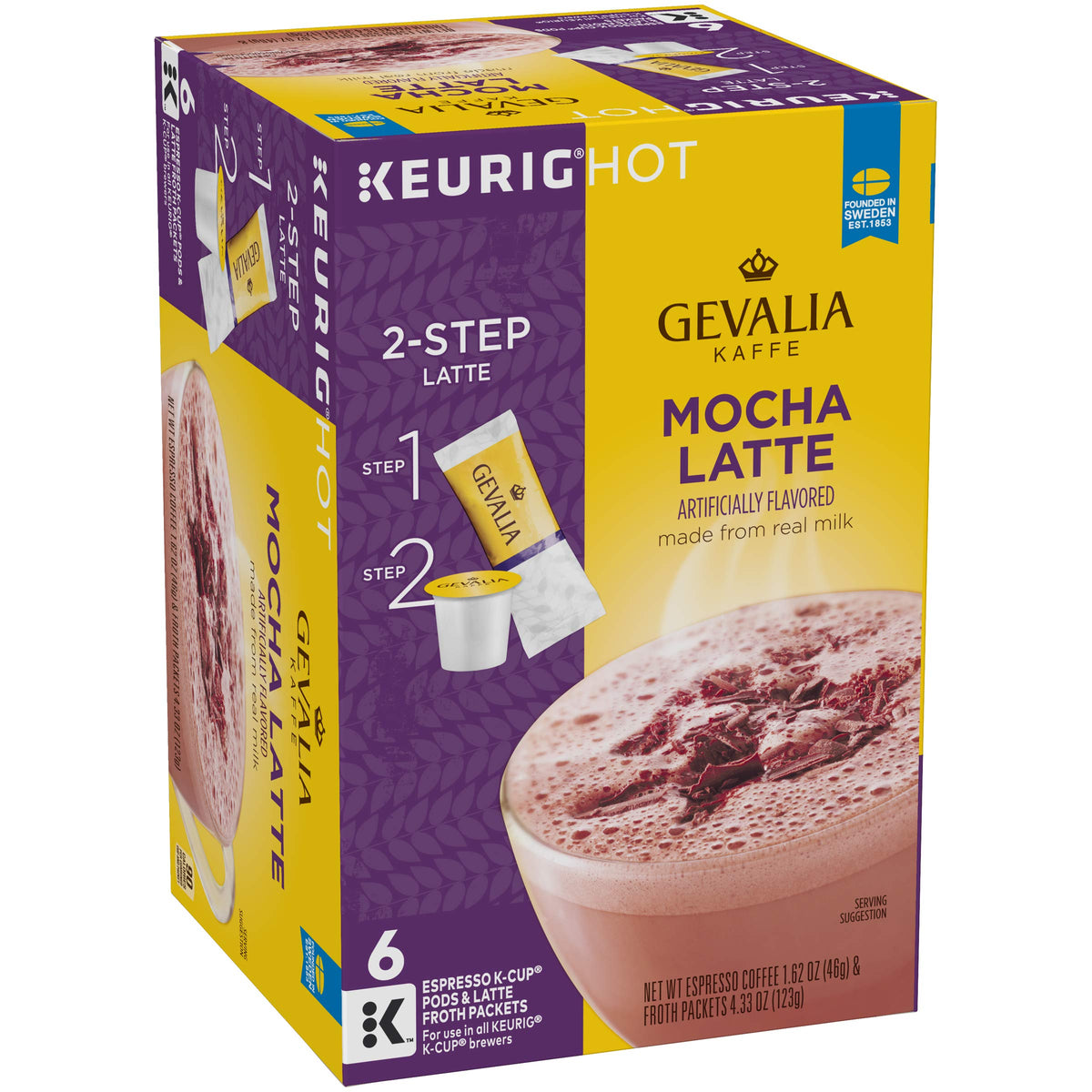 Gevalia Mocha Latte Espresso K-Cup Coffee Pods (6 Pods)
