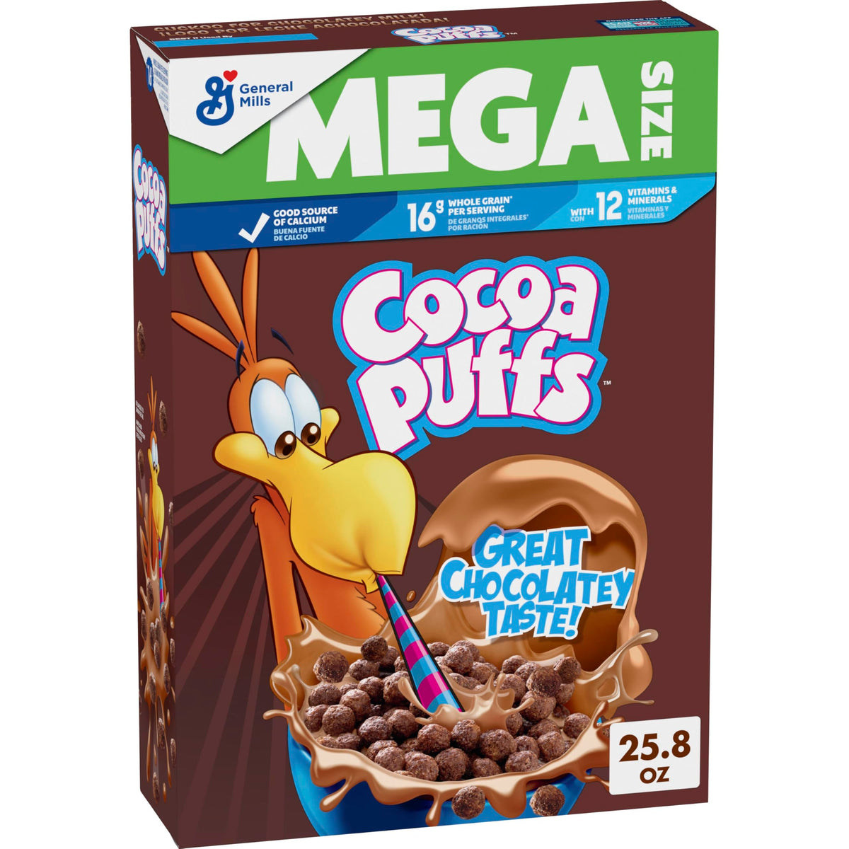 Cocoa Puffs, Chocolatey Breakfast Cereal, Made with Whole Grain, Mega Size, 25.8 oz