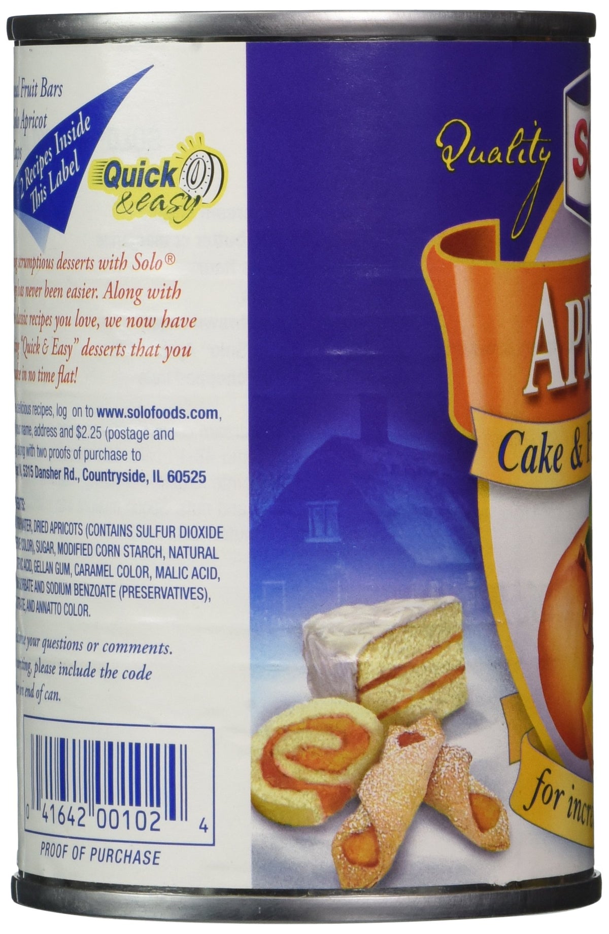 Solo Filling, Apricot, 12-Ounce Unit (Pack of 12)