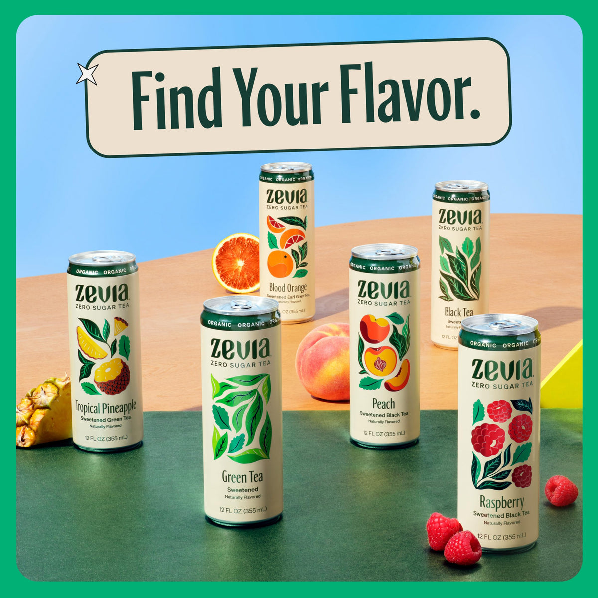 Zevia, Organic Caffeine Free Sweetened Hibiscus Passionfruit Tea, 12 Fl Oz