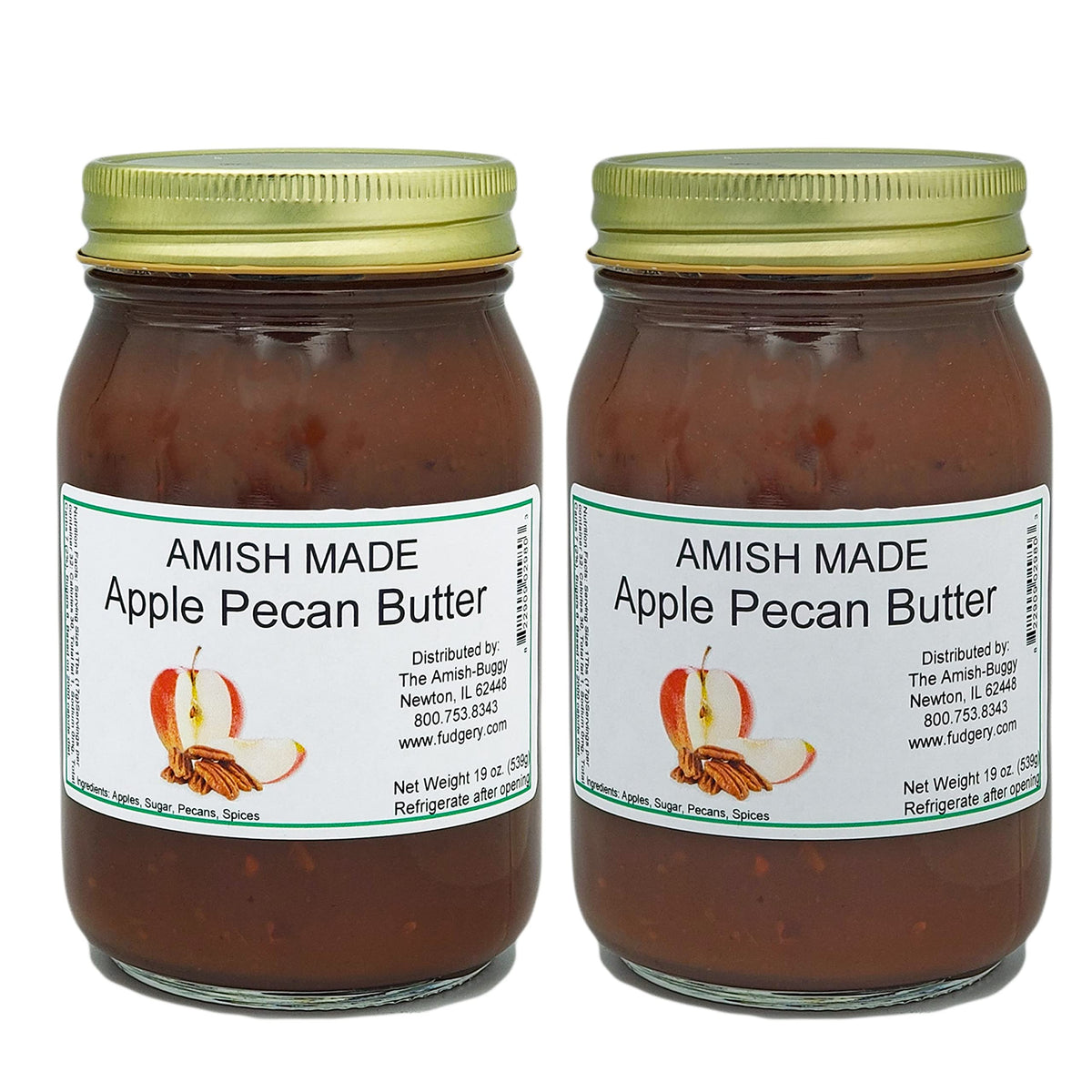 Amish Jam - Two 18 Oz Jars (Apple Pecan Butter)