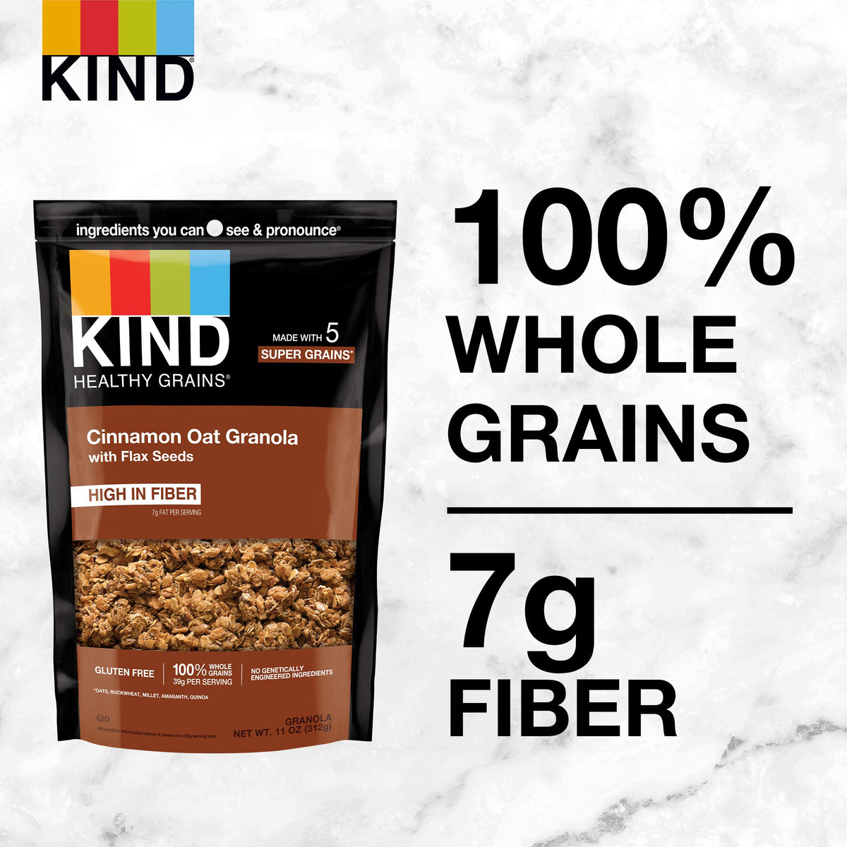 KIND Healthy Grains Clusters, Cinnamon Oat with Flax Seeds, 11 oz