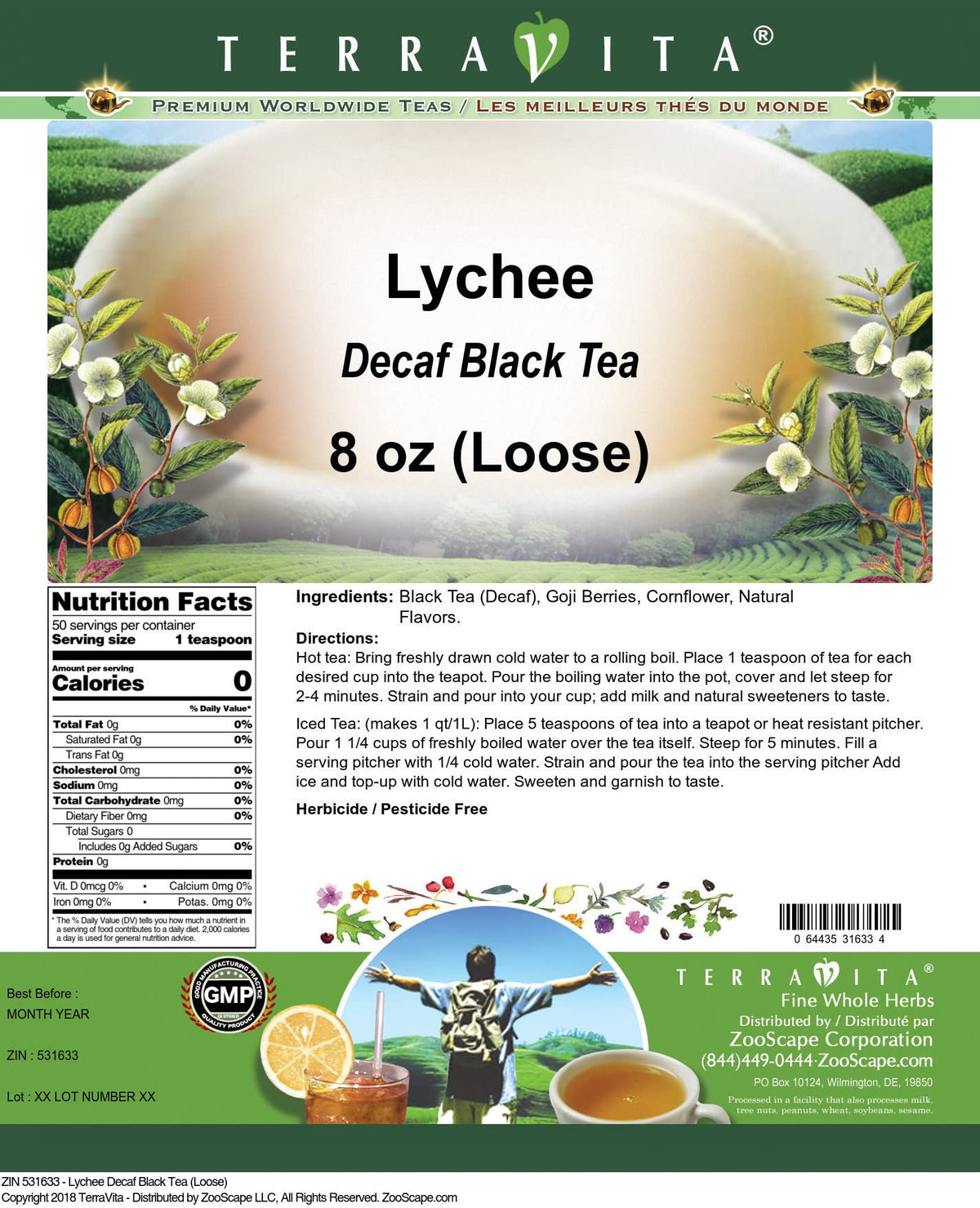 Lychee Decaf Black Tea (Loose) (8 oz, ZIN: 531633)