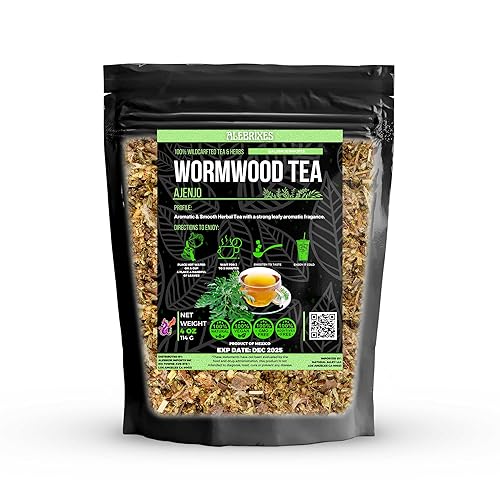 Alebrixes | Wormwood Herbal Loose Tea (4oz) | Premium Quality Whole Dried Wormwood Tea | Te De Ajenjo - Artemisia Absinthium | Wildcrafted