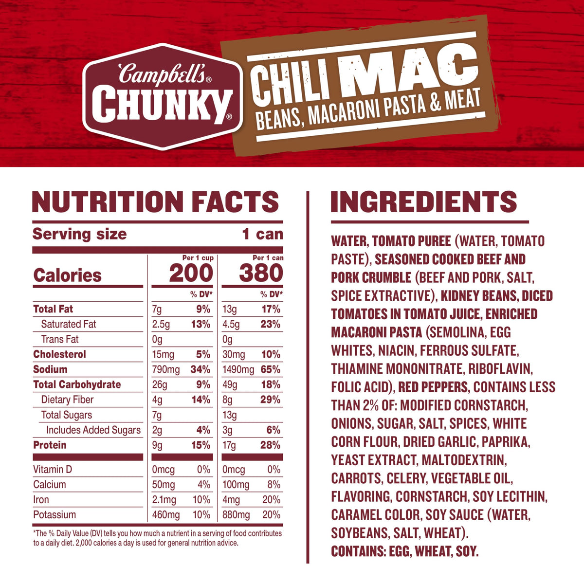 Campbell’s Chunky Soup, Chili Mac, 16.3 Oz Can