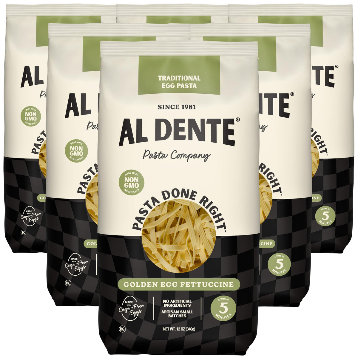 Al Dente Golden Egg Fettuccine - All-Natural, Hand-Crafted Egg Pasta. Traditional Pasta Noodles Made with Cage-Free Eggs and Semolina. Great