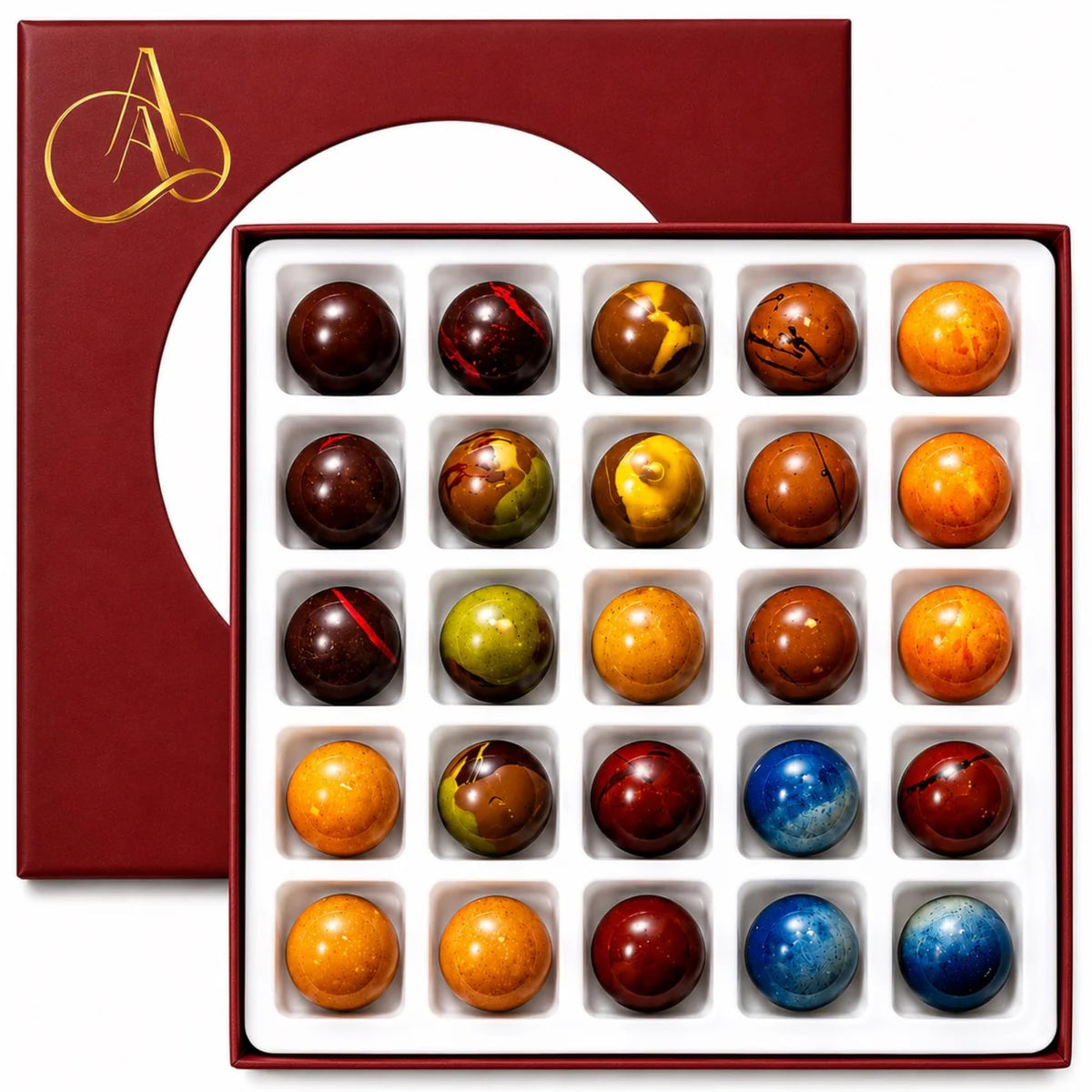 Andy Anand Chocolate Truffles & Pralines Bonbons Box - 25 Pcs, 8 oz Belgian Assorted Chocolate Monet Gift Collection with Elegant European