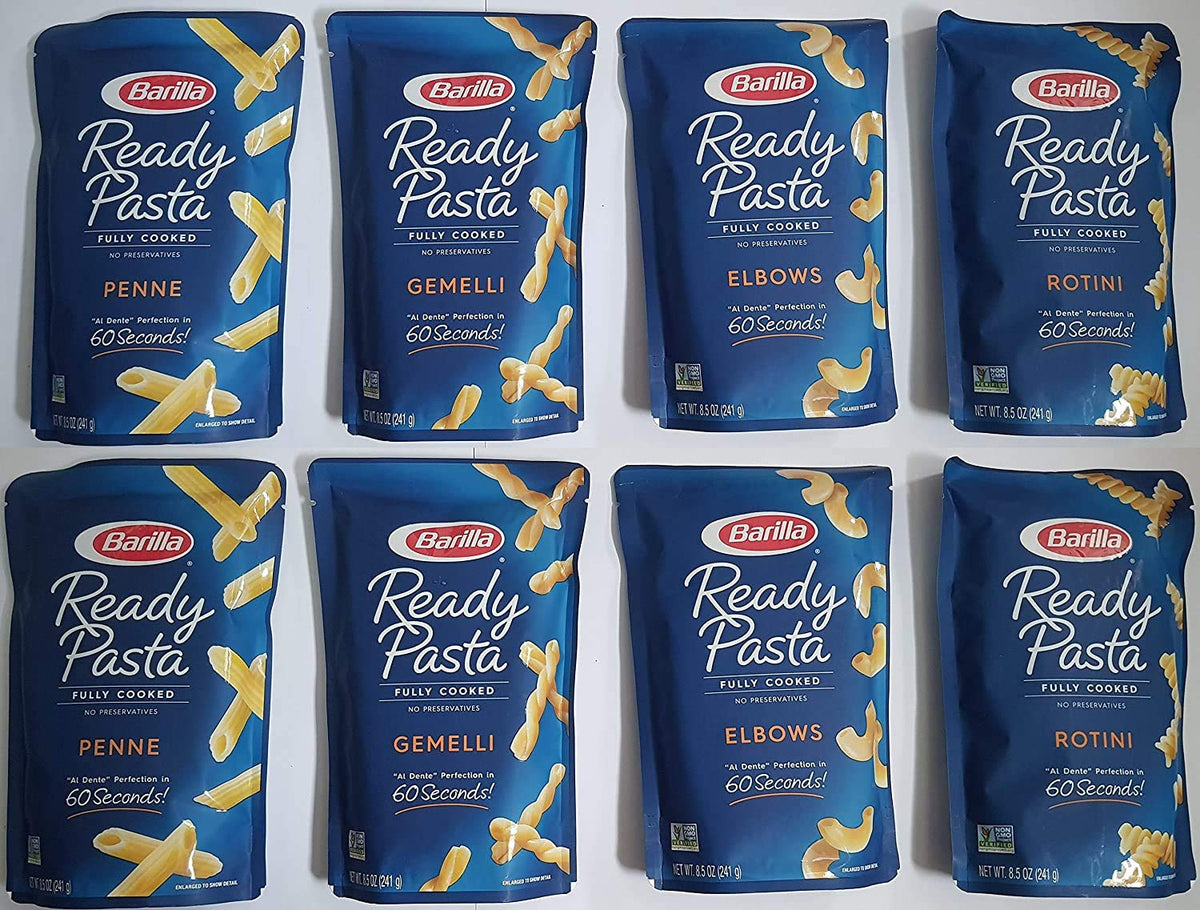 8-pack Variety, Barilla Ready Pasta: 2 pouches each of Rotini, Penne, Elbows, and Gemelli [2020]