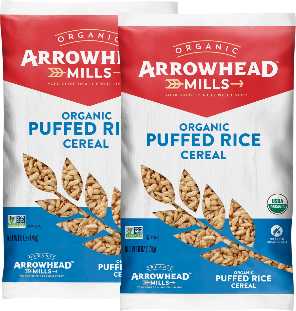 Arrowhead Mills Puffed Rice Cereal, 6 oz Bag (Pack of 2)