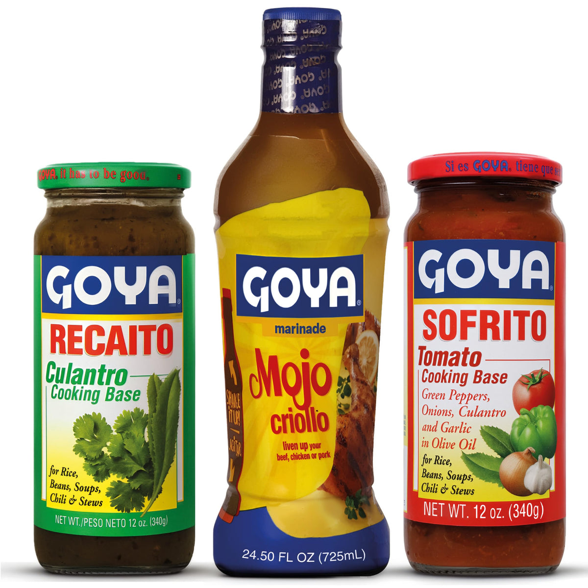 Goya Puerto Rican Cooking Base & Marinade Trio, Sofrito Seasoning, Criollo