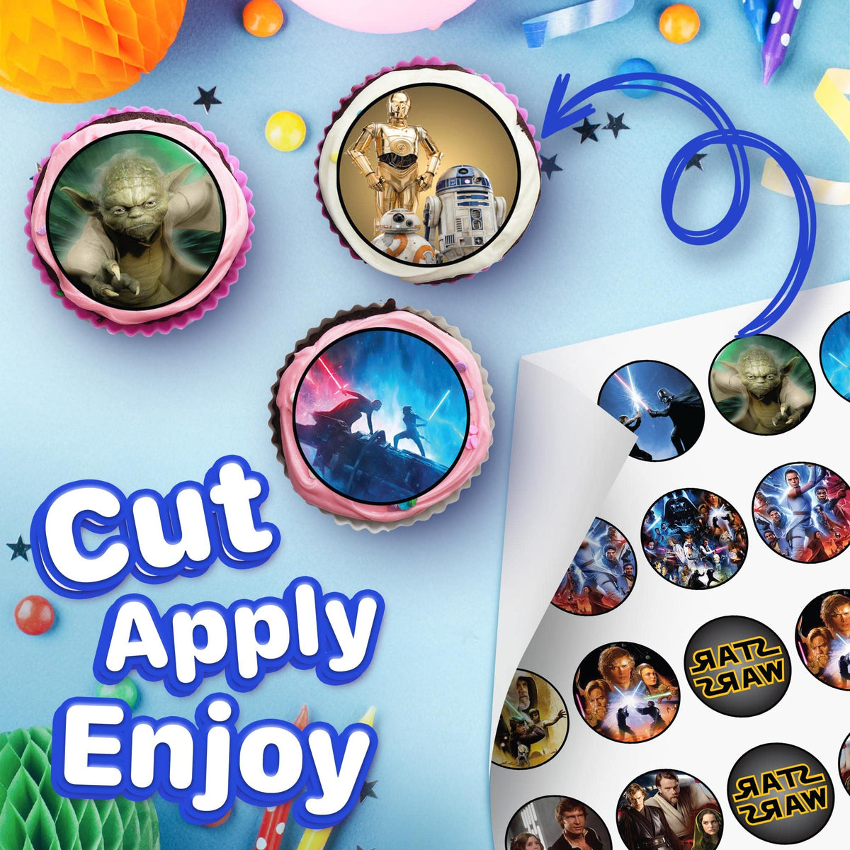 30 x Edible Cupcake Toppers - Galactic Adventure Inspired Collection of Edible Cake Decorations | Uncut Edible on Wafer Sheet