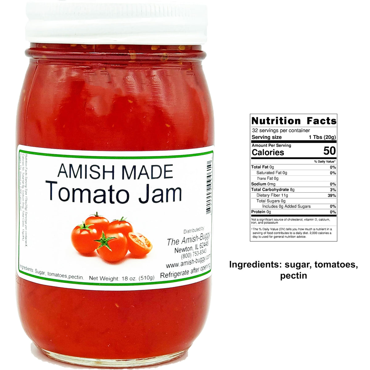 Amish Tomato Jam - Two 18 Oz Jars
