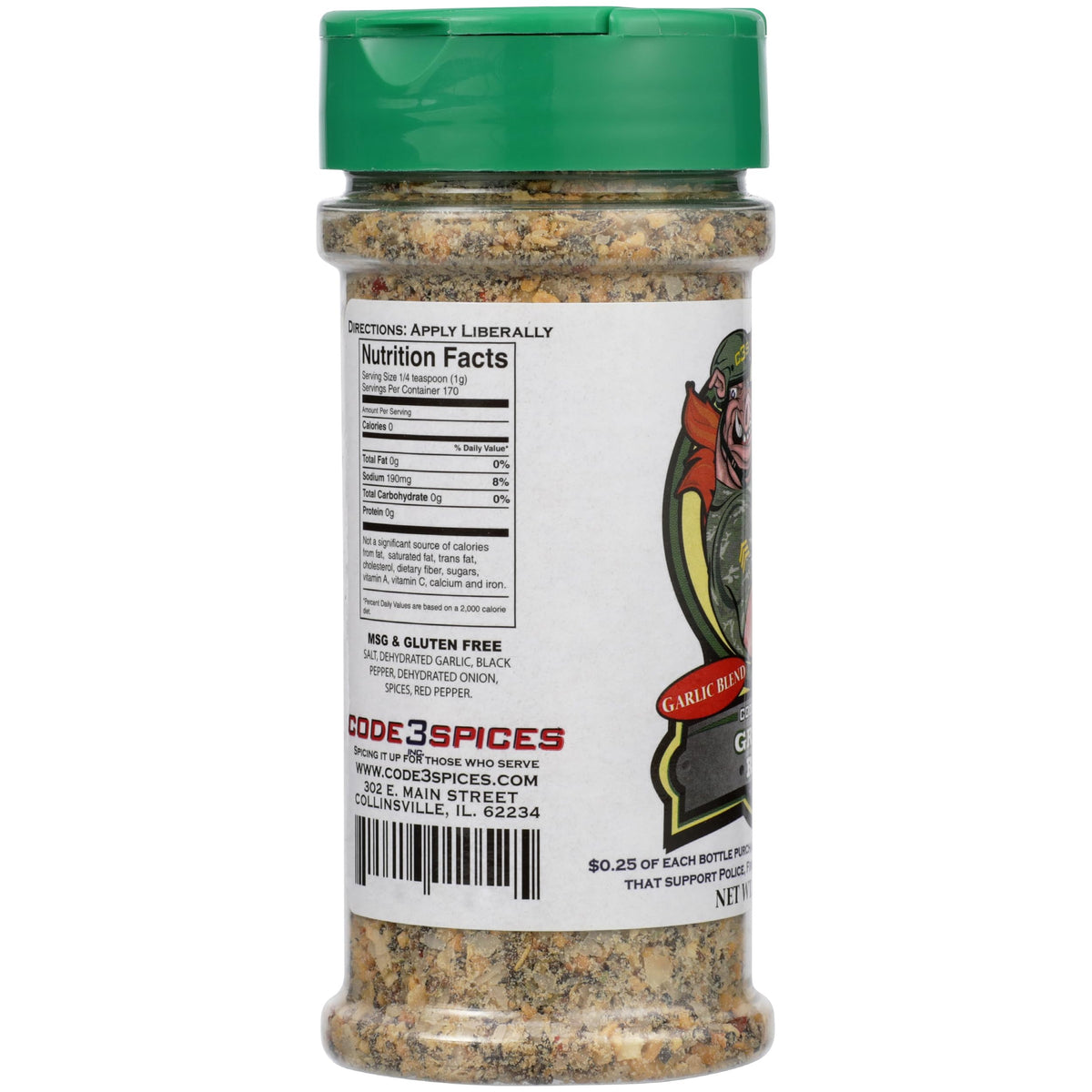 Code 3 Spices, Rub Grunt, 6 Ounce
