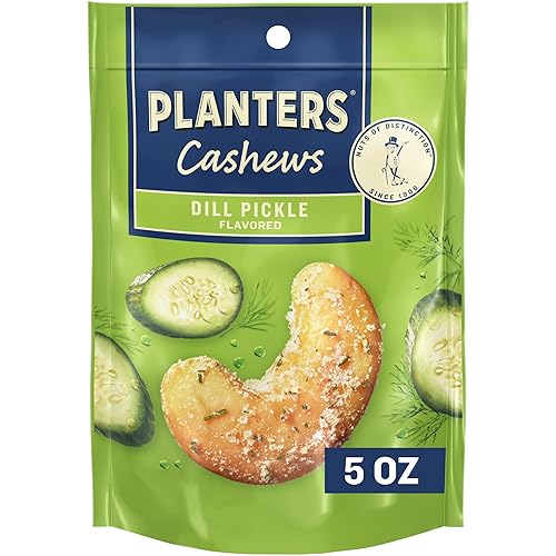 PLANTERS Cashews Dill Pickle - Trail Mix Snack Packs - Snacks with Dill Pickle, Snack Pack, Party Trail Mix, 5 Oz Bag, Pack of 1