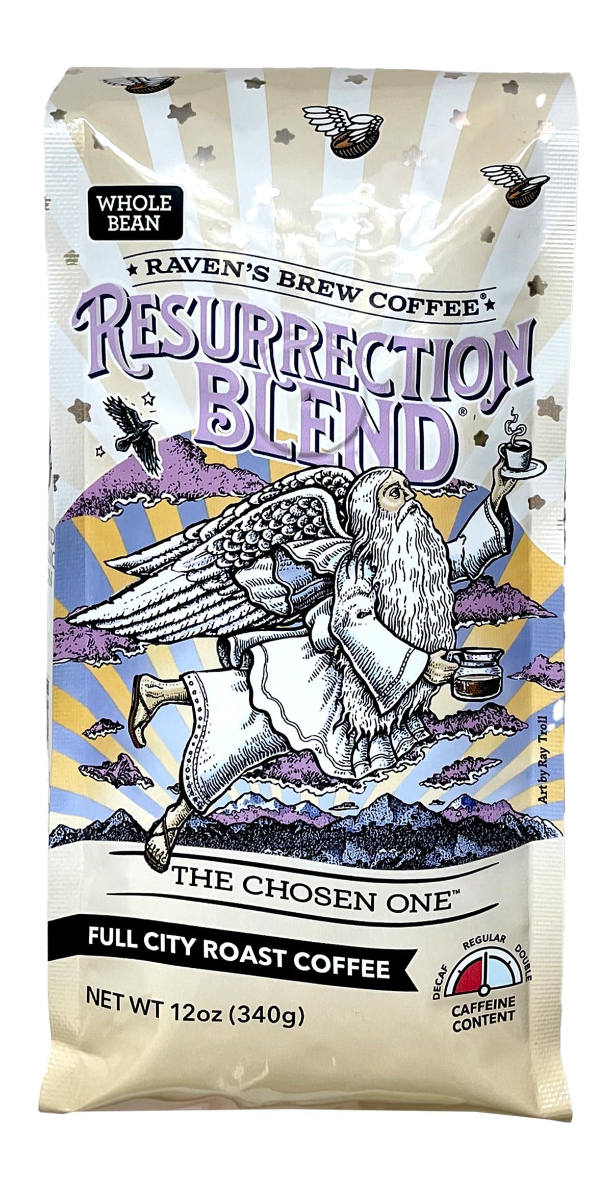 Raven's Brew Coffee Full Bodied Coffee Full City Roast Whole Bean - Resurrection Blend 12oz