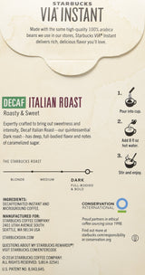 Starbucks Via Ready Brew, Decaf Italian Dark Roast Instant Coffee, 7-Count each (2 Pack)
