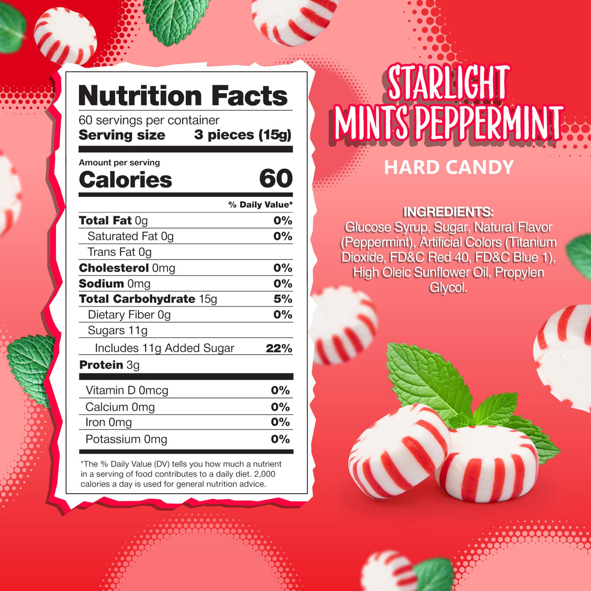 Starlight Peppermint Hard Candy | Bulk 2 Pounds | Mints Individually Wrapped | Peppermints | Refreshing Peppermint Candies | Starlight Mints