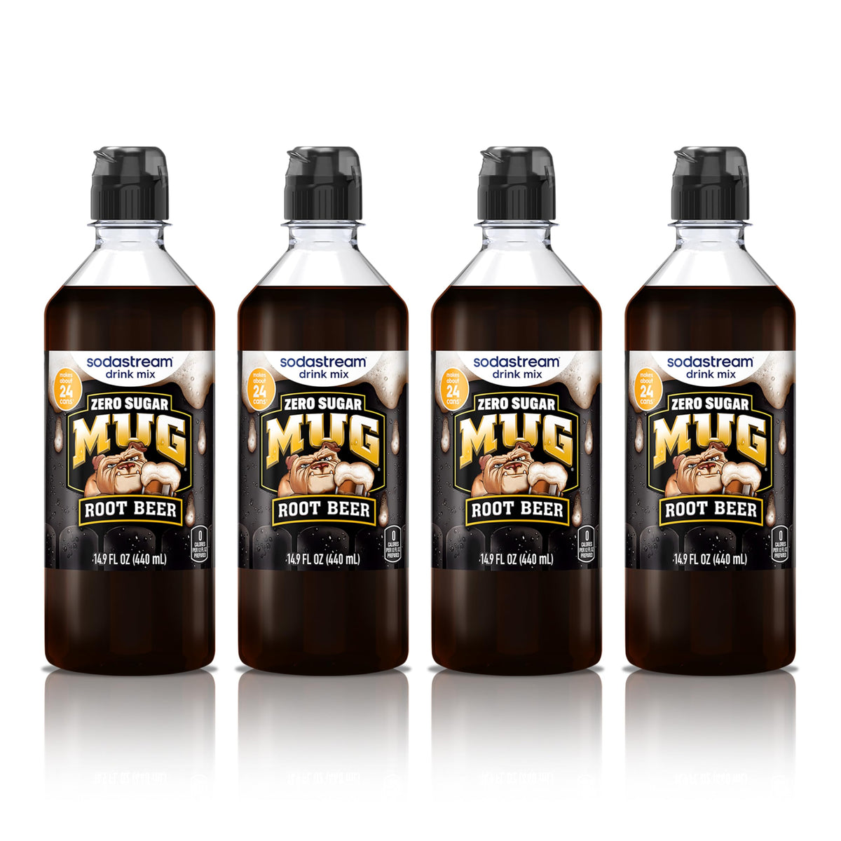 SodaStream Mug Root Beer Zero New Pour Bottle Drink Mix (440ml, Pack of 4)