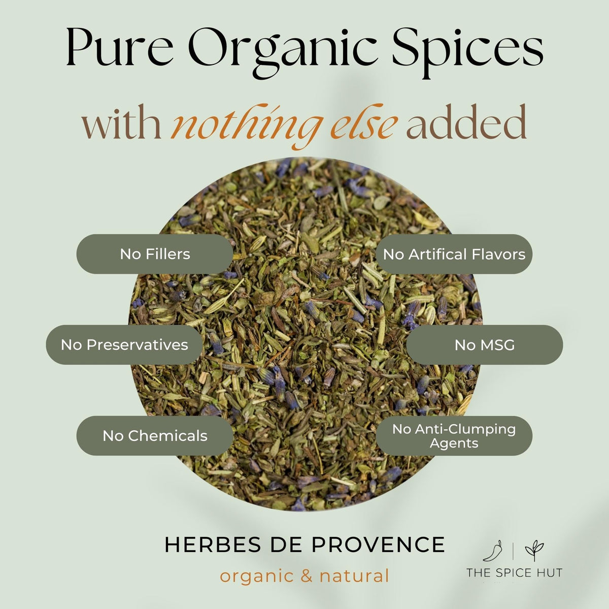 Spice Hut - Organic Herbes De Provence Seasoning Mix with Lavender, Salt Free, Authentic Provencal Blend- French Herbs de Provence Spice for Cooking