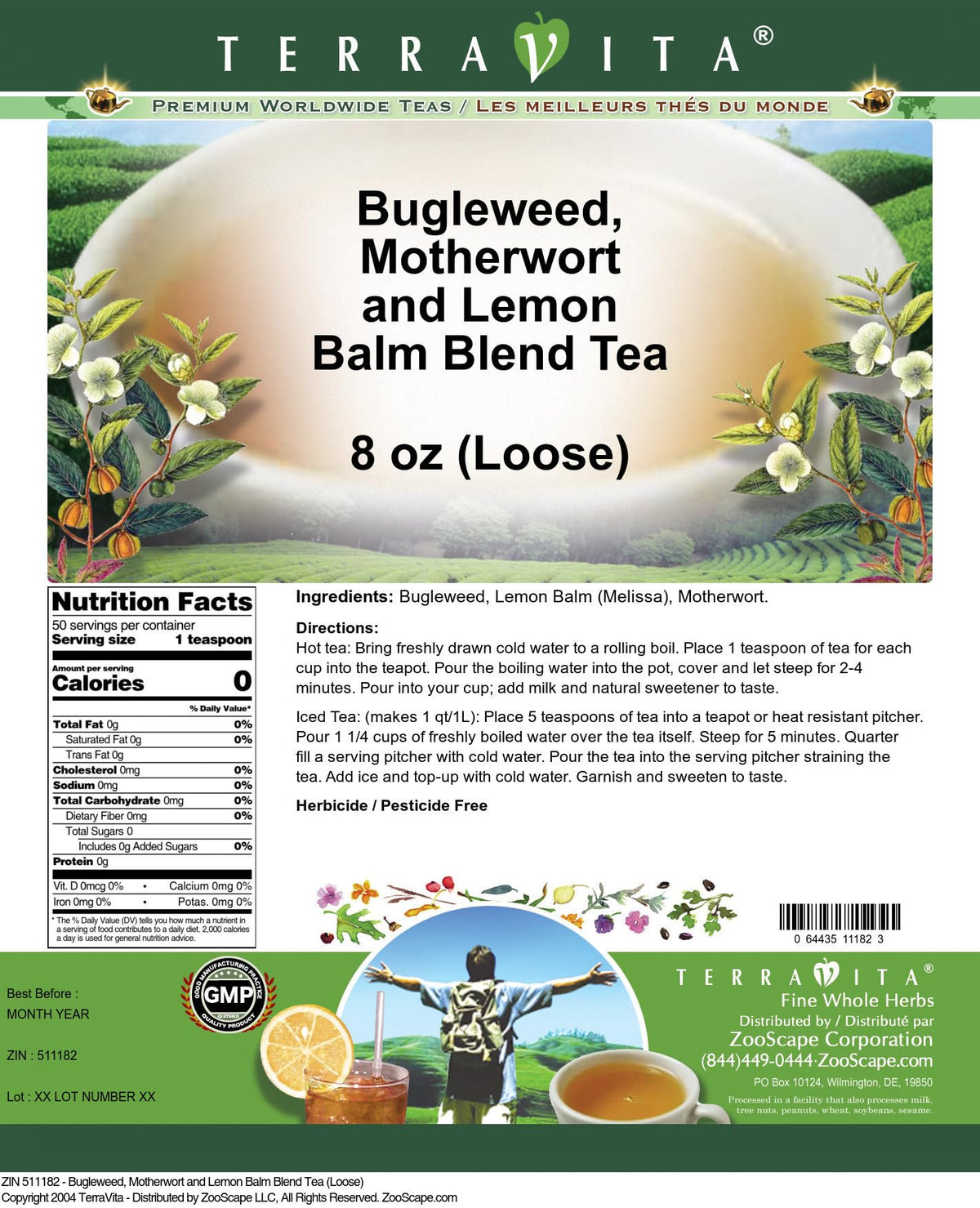 Thyroid Support Tea (Loose) - Bugleweed, Motherwort and Lemon Balm (8 oz, ZIN: 511182)