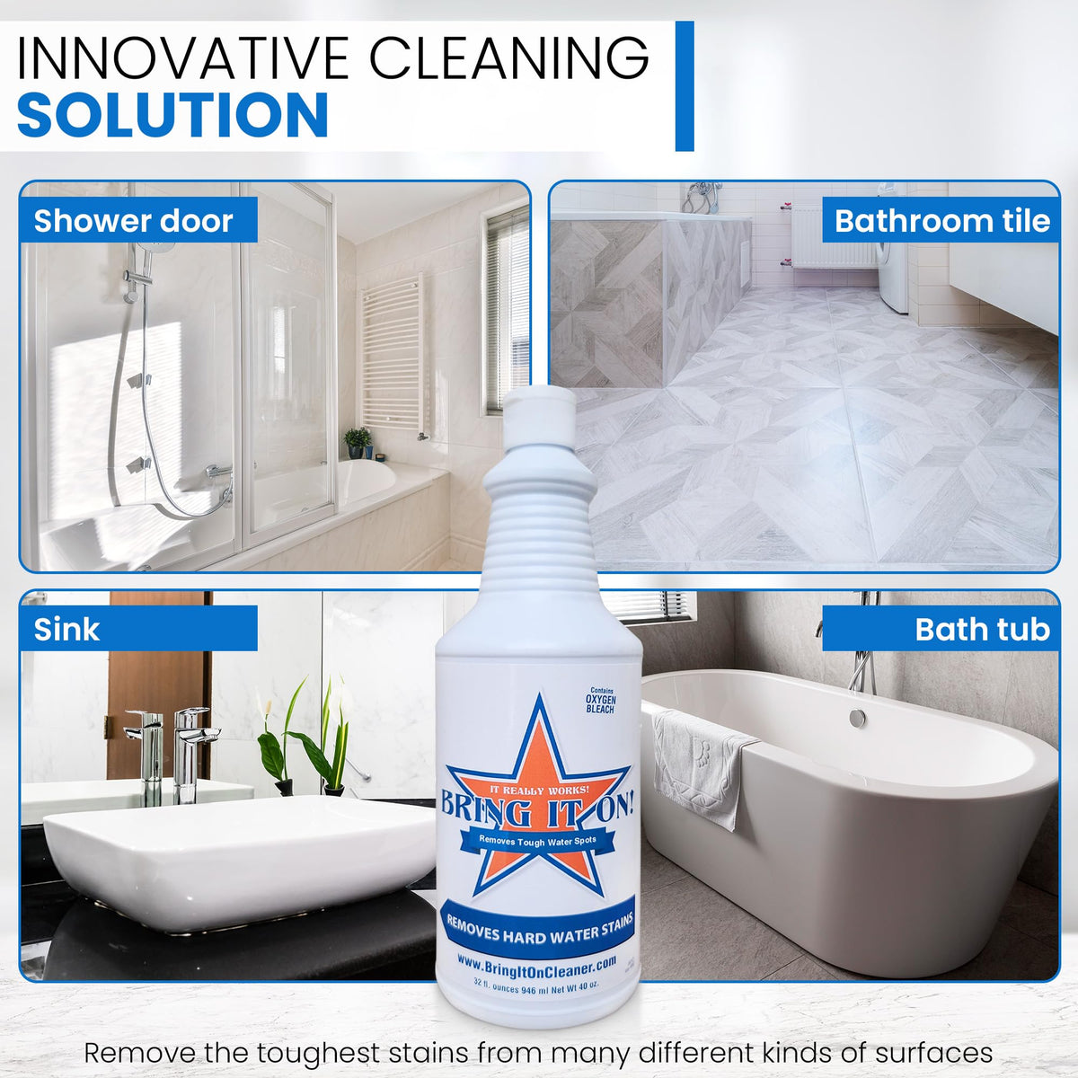 BRING IT ON! CLEANER Hard Water Stain Remover Sealant 16oz, Water Spots on Glass, Hard Water Buildup.