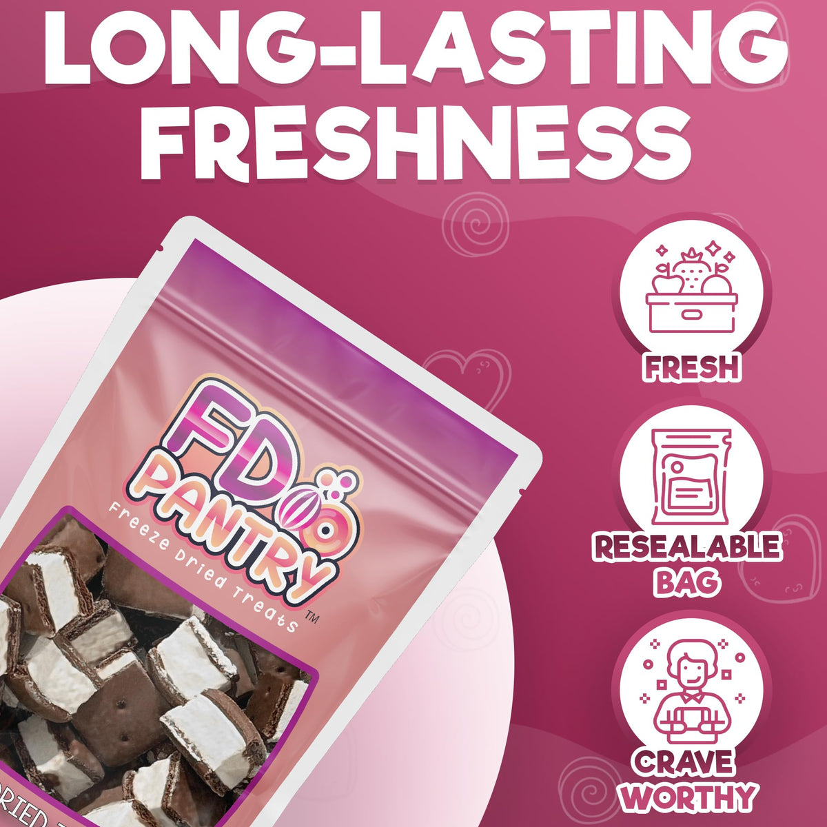 Freeze Dried Ice Cream Sandwich Bites - Vanilla - Crunchy & Sweet Snack 2.5oz Freeze-Dried Space Ice-Cream Pack Dehydrated Resealable Gift Bag - 6