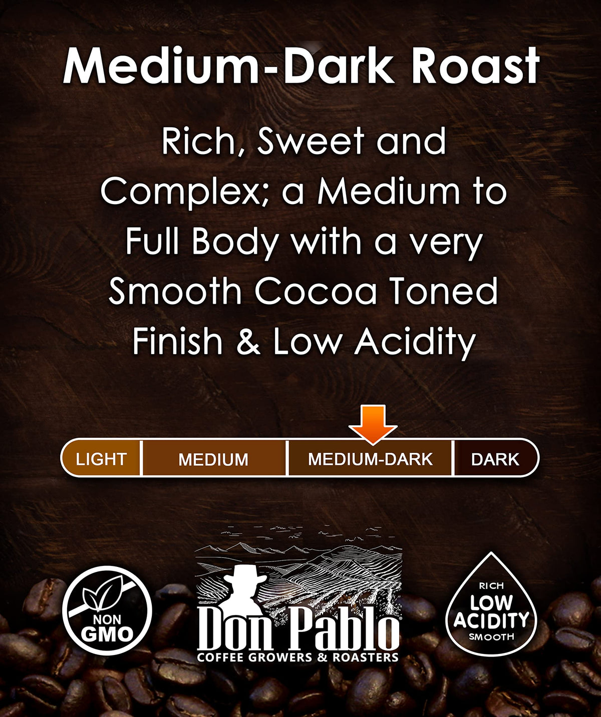 Don Pablo Gourmet Coffee - Signature Blend - Medium Dark Roast - Whole Bean Coffee - 100% Arabica Beans - Low Acidity and Non-GMO (80 Ounce, Original)