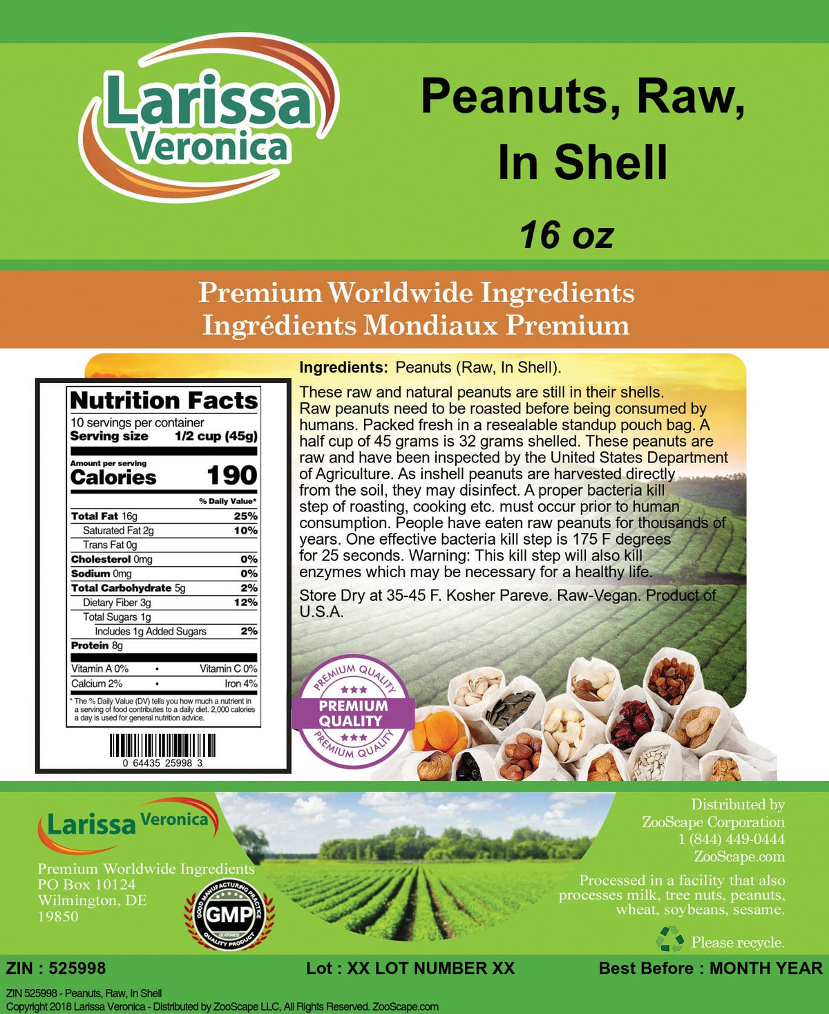 Peanuts, Raw, In Shell (16 oz, ZIN: 525998)