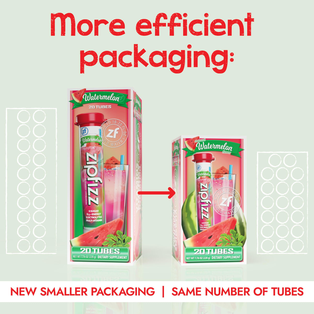 Zipfizz Daily Energy Drink Powder, Watermelon, 20 Pack | 3-in-1 Sustained Energy, Rapid Hydration, and Essential Vitamins | Sugar-Free | Electrolyte
