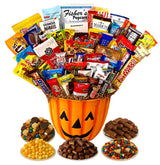 Halloween Pumpkin Gift Basket - Assorted Candy, Chocolates, Cookies & Snacks - Customizable Gift for Kids, Adults, Family, or Office (12" Timberland