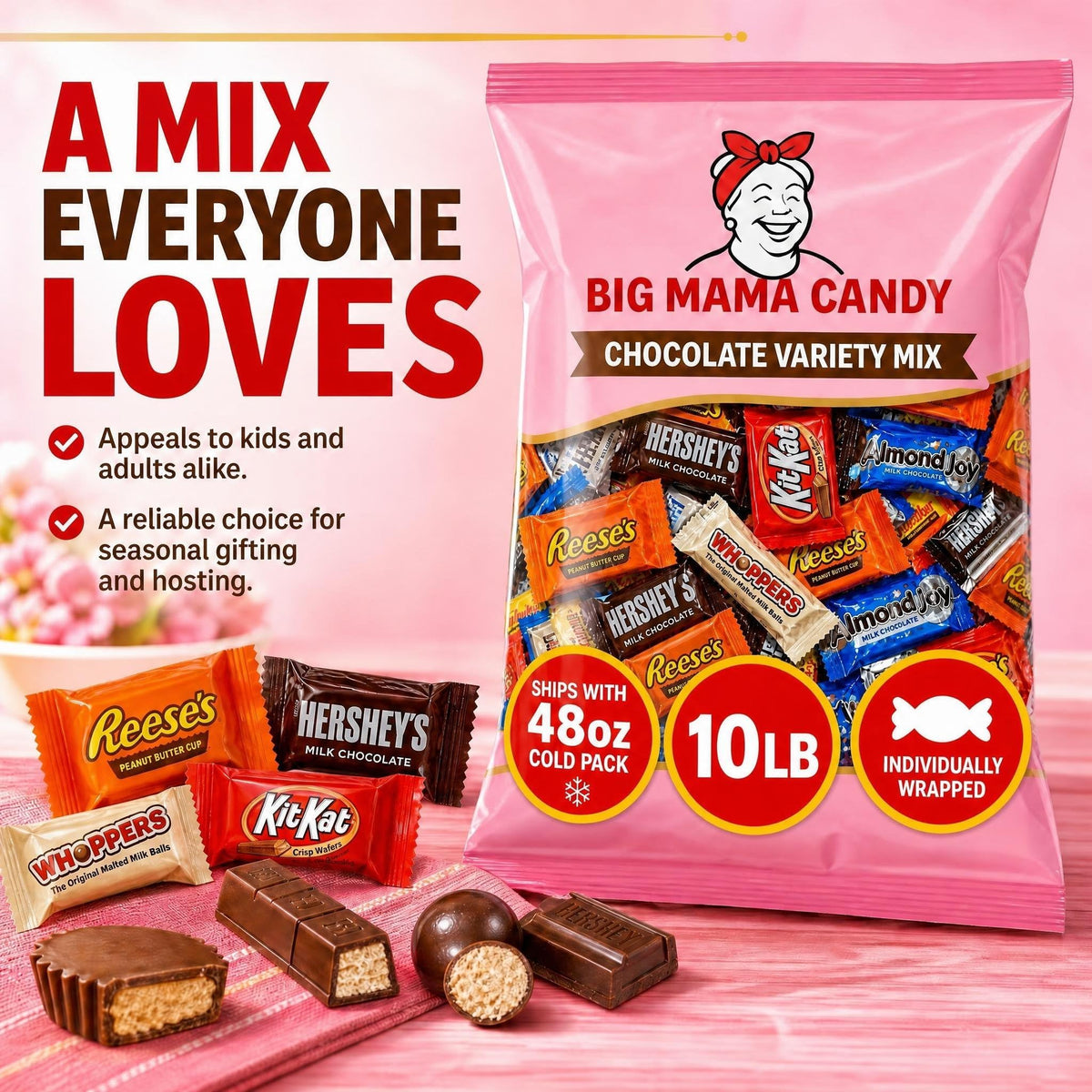 Big Mama Candy Bulk Chocolate Variety Pack, Individually Wrapped 10 lb
