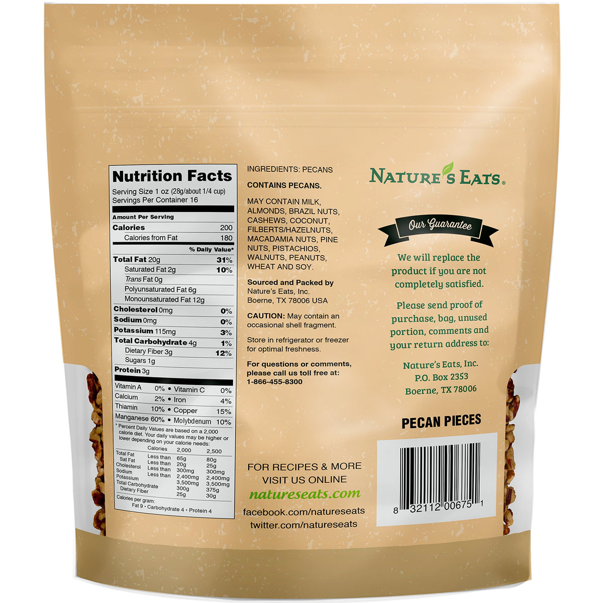 Nature's Eats, Pecan Pieces, 16 Oz