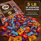 Candy Bulk Assorted Chocolate Variety Pack - 5 Lb Individually Wrapped Mix for Basket Stuffers, Celebration Fillers & Party Treats - July 4th