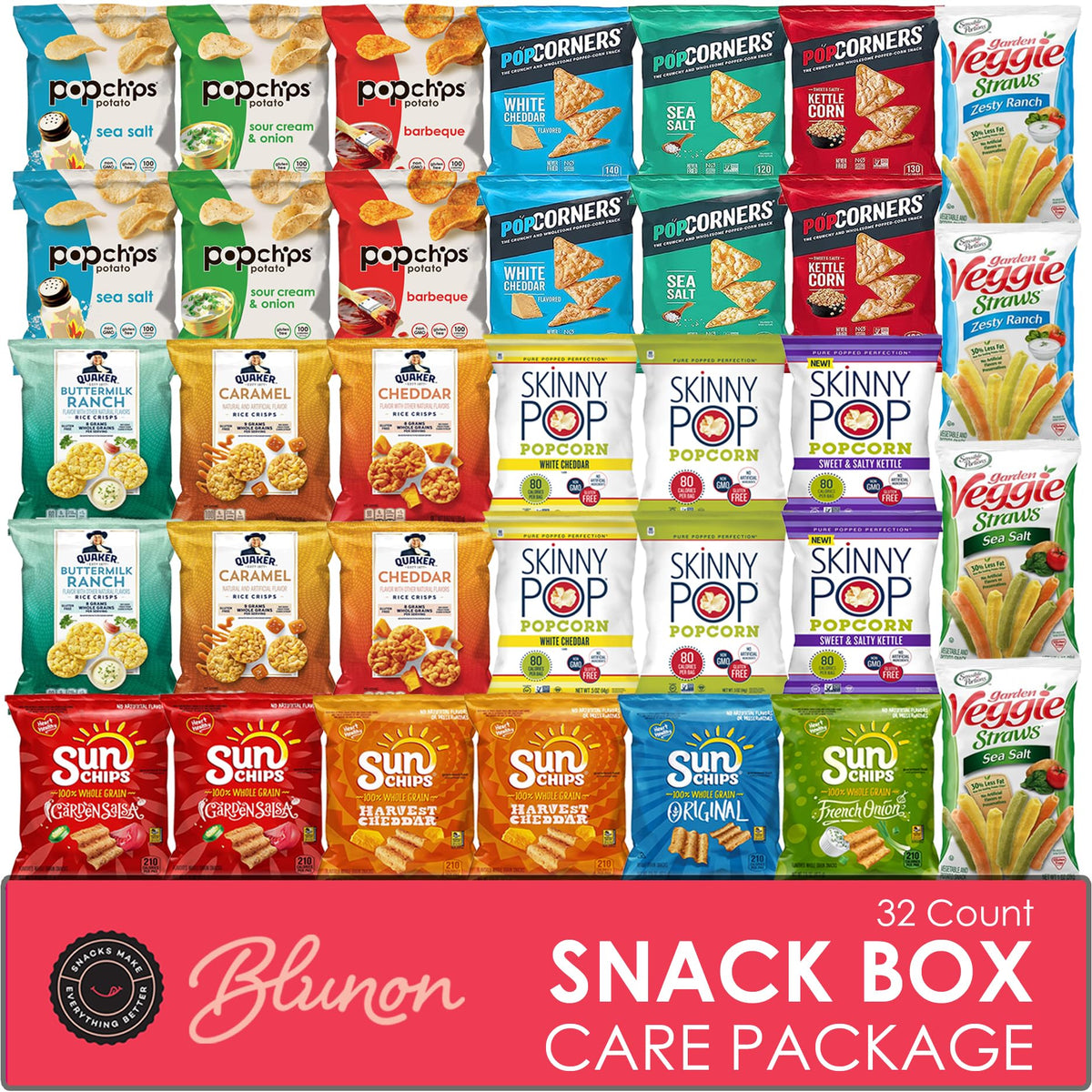 Snacks Variety Pack for Adults - Snack Box Care Package Gift Box - Bulk Healthy Snack Bag Assortment (34 pack)