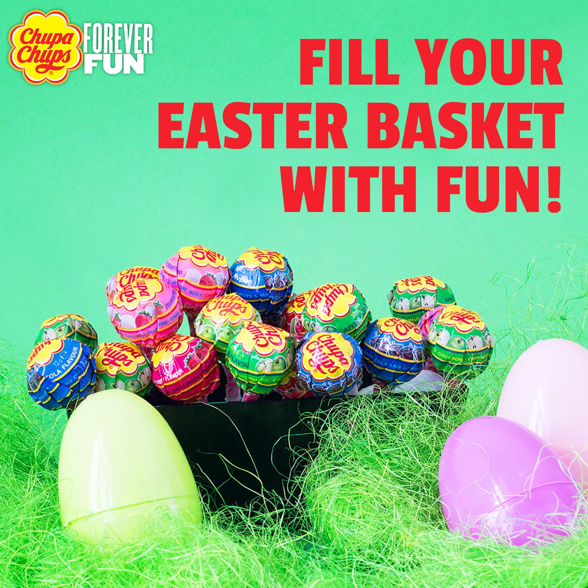 Chupa Chups Mini Lollipop Assortment, Five Flavors, Easter Candy Bulk, Easter Basket Essentials Stuffers for Kids and Adults, Individually Wrapped