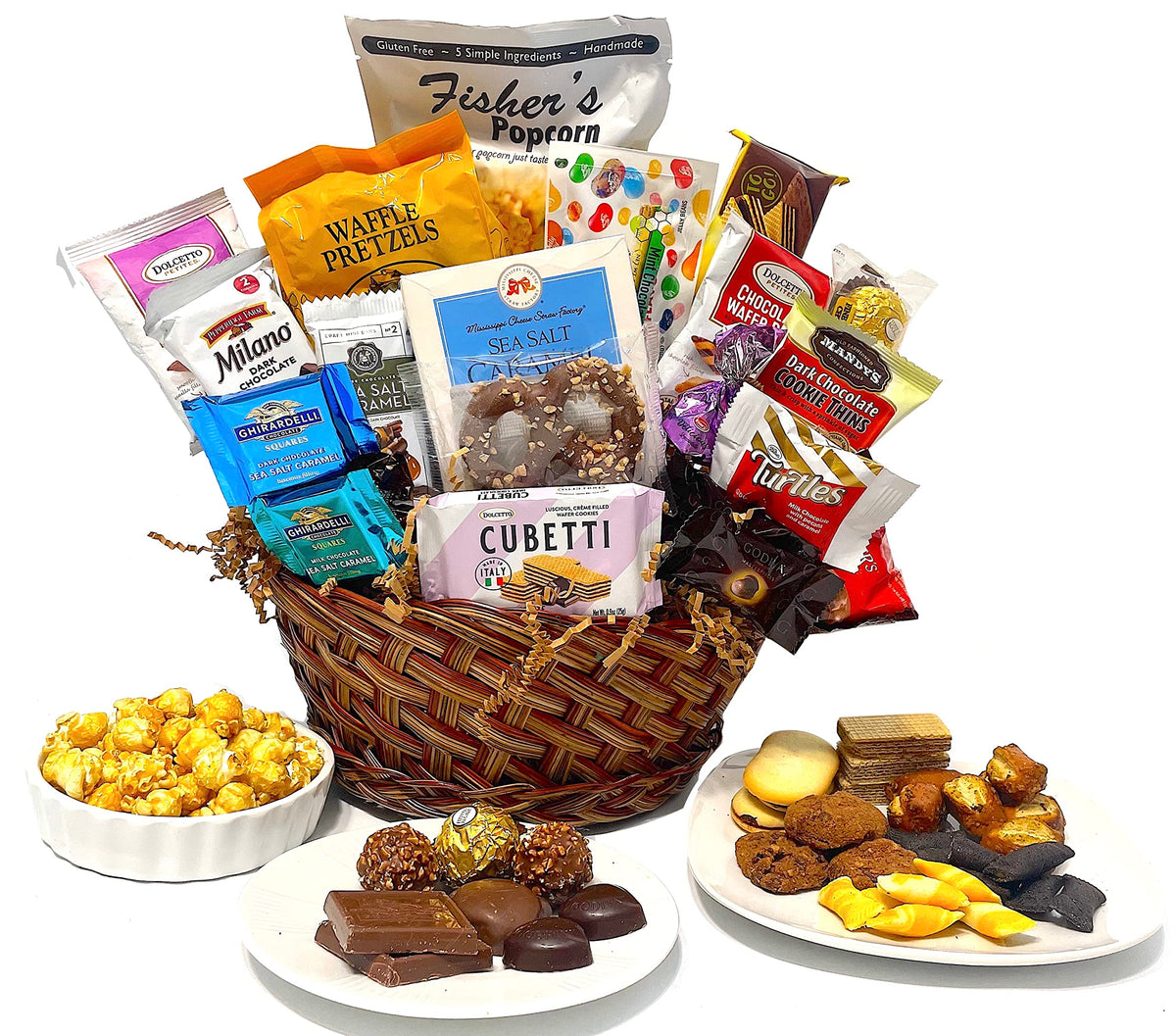Mother's Day Premium Gourmet Gift Basket with Chocolate, candy, cookies, and snacks Hand-Crafted and customizable for Mom. (22 Piece)