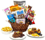 Mother's Day Premium Gourmet Gift Basket with Chocolate, candy, cookies, and snacks Hand-Crafted and customizable for Mom. (22 Piece)