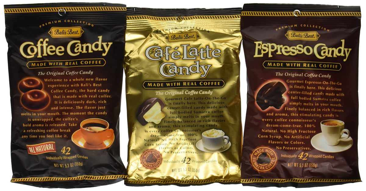 Bali's Best Coffee, Espresso and Latte Candy Three Pack, 5.3oz