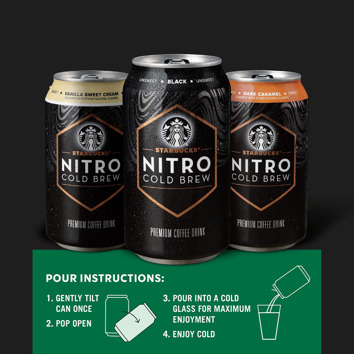 Starbucks Nitro Cold Brew, Vanilla Sweet Cream 9.6 fl oz Can (8 Pack)