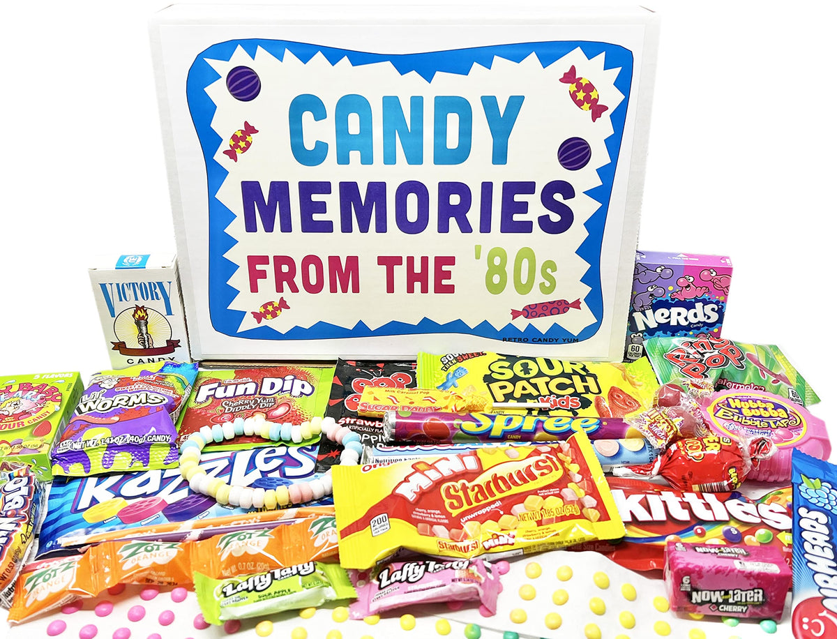 RETRO CANDY YUM 80s Gift Box with 1980's Candy Assortment for Man or Woman - Birthday Gift, Appreciation or Thank You