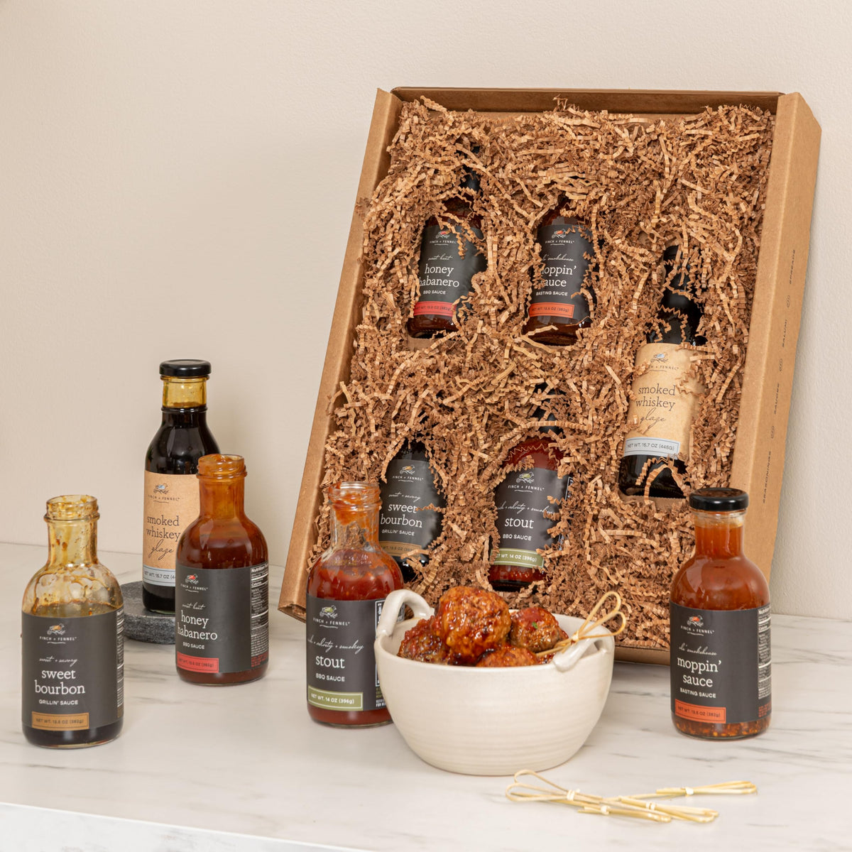 Finch + Fennel 5 Piece BBQ Sauce Sampler Pack Gift Box