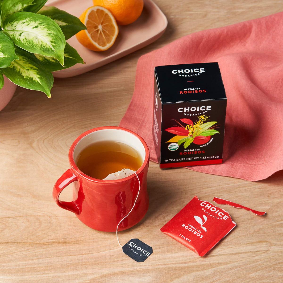 Choice Organics - Organic Rooibos Tea (6 Pack) - Fair Trade - Compostable - Caffeine Free - 96 Organic Herbal Tea Bags