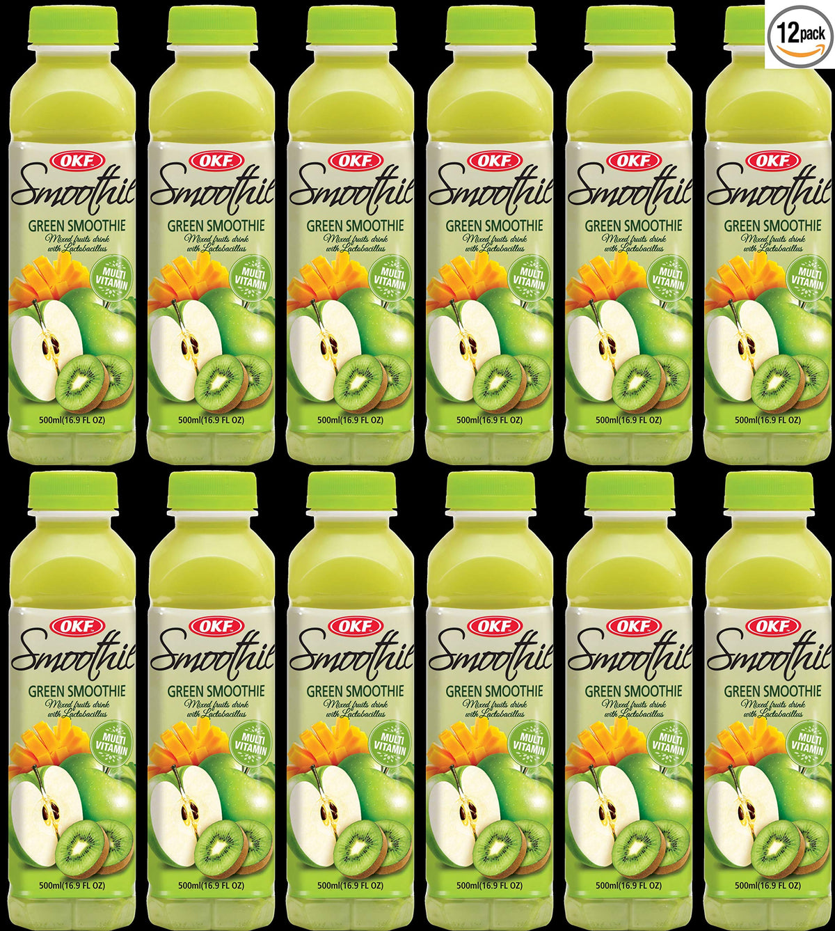 OKF Smoothie, Multi Vitamin Premium New Drink, 16.9 Fluid Ounce (Green Smoothie, 12 Pack)