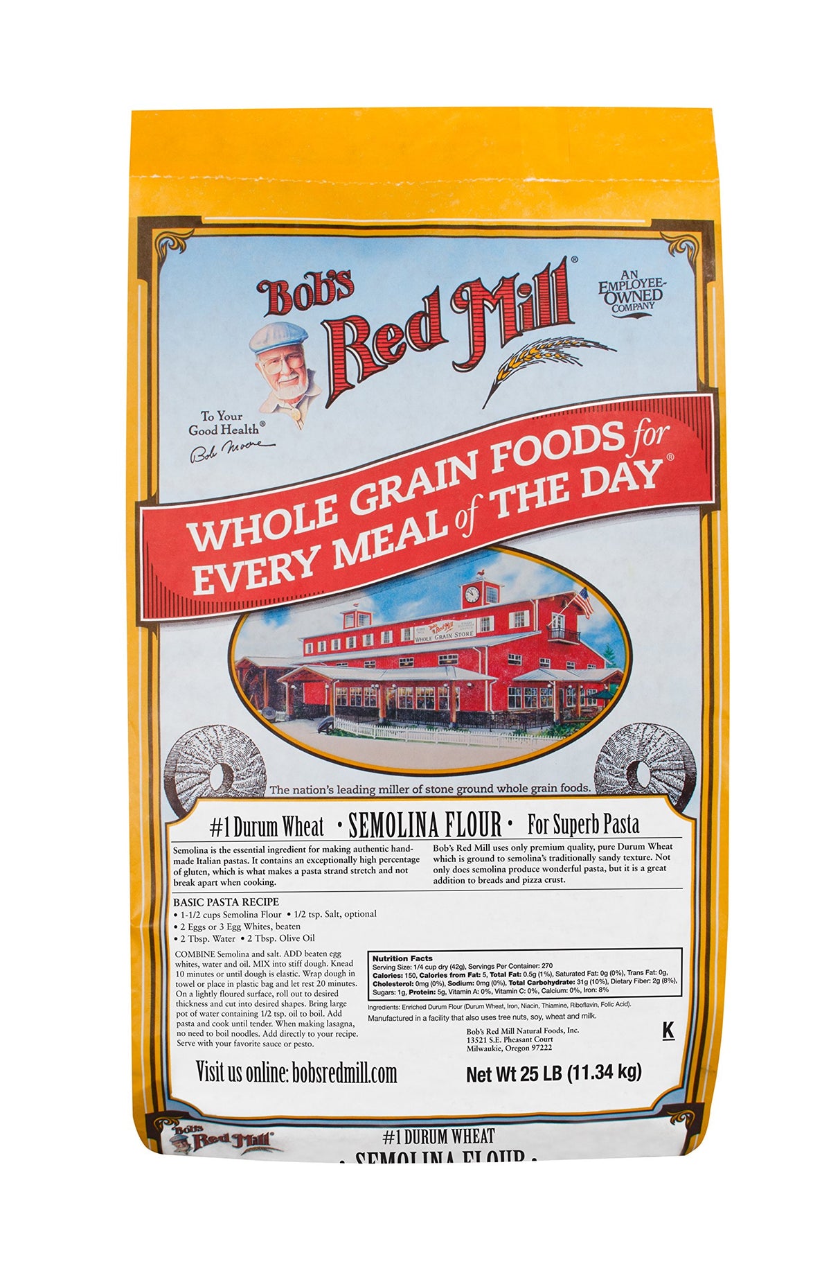 Bob's Red Mill Semolina Pasta Flour, 25 Pound